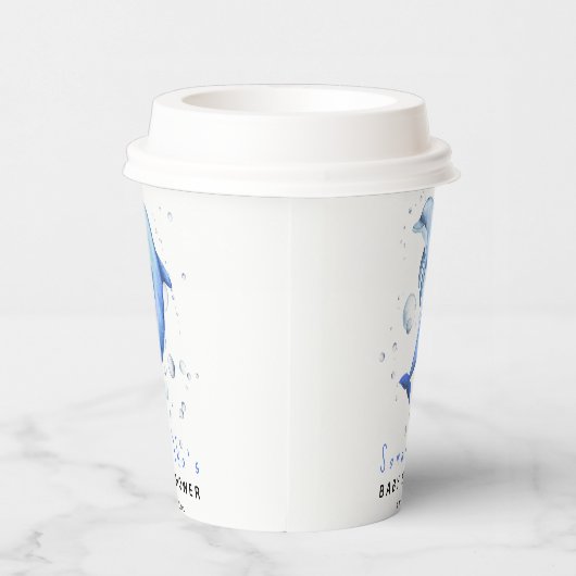 Waterverf oceaan dolfijn baby shower papieren bekers (Rechts)