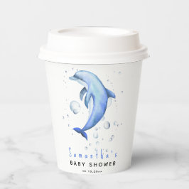 Waterverf oceaan dolfijn baby shower papieren bekers