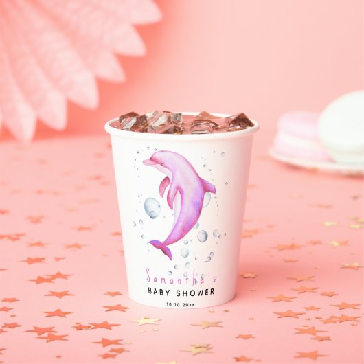 Waterverf oceaan dolfijn baby shower papieren bekers (Insitu)