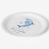 Waterverf oceaan dolfijn baby shower papieren bordje (Gekanteld)