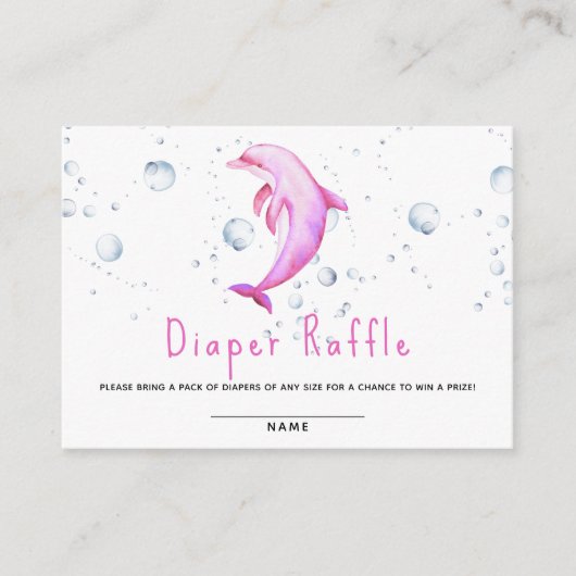 Waterverf oceaan dolfijn - luier loterij informatiekaartje (Voorkant)