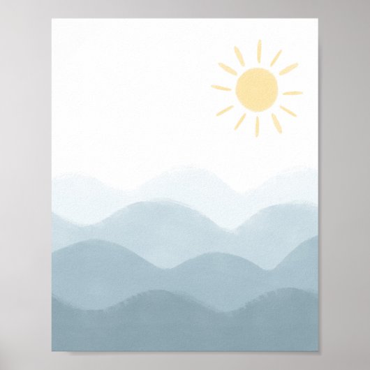 Waterverf oceaan en zon poster (Voorkant)