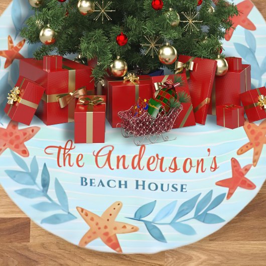 Waterverf Oceaan Golf Zeester Kust Kerstmis Kerstboom Rok