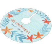 Waterverf Oceaan Golf Zeester Kust Kerstmis Kerstboom Rok (Gekanteld)