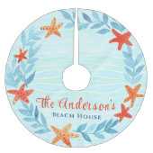 Waterverf Oceaan Golf Zeester Kust Kerstmis Kerstboom Rok (Voorkant)