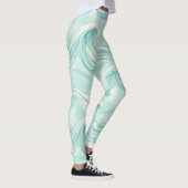 Waterverf Oceaan Golfpatroon Leggings (Rechts)