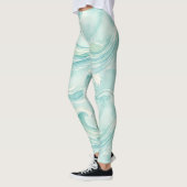 Waterverf Oceaan Golfpatroon Leggings (Links)