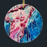 Waterverf oceaan keramisch ornament<br><div class="desc">Waterverf originele illustratie van roze kwal in het onderwateroceaanthema. Ocean zee art thema. Kleurrijke kwallen.</div>