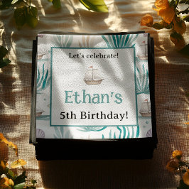 Waterverf Oceaan Kinder Nautische Verjaardag Servet