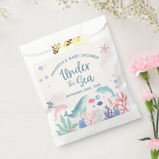 Waterverf Oceaan onder het Zee Baby shower Bedankzakje (Gezegeld)