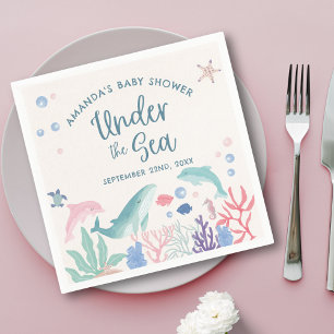 Waterverf Oceaan onder het Zee Baby shower Servet
