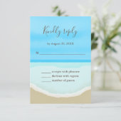 Waterverf Oceaan Strand Bruiloft RSVP Kaart (Staand voorkant)