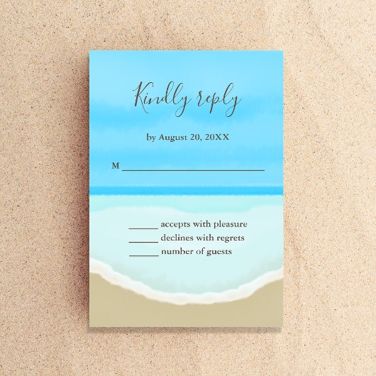 Waterverf Oceaan Strand Bruiloft RSVP Kaart