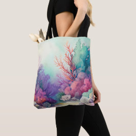 WATERVERF OCEAAN-STROOM MET CORAL REEF-PLANTEN TOTE BAG