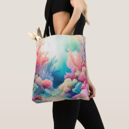 WATERVERF OCEAAN-STROOM MET CORAL REEF-PLANTEN TOTE BAG