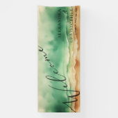 Waterverf Oceaan Zee Blauw Water Zon Spandoek (Verticaal)