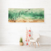 Waterverf Oceaan Zee Blauw Water Zon Spandoek (Insitu)