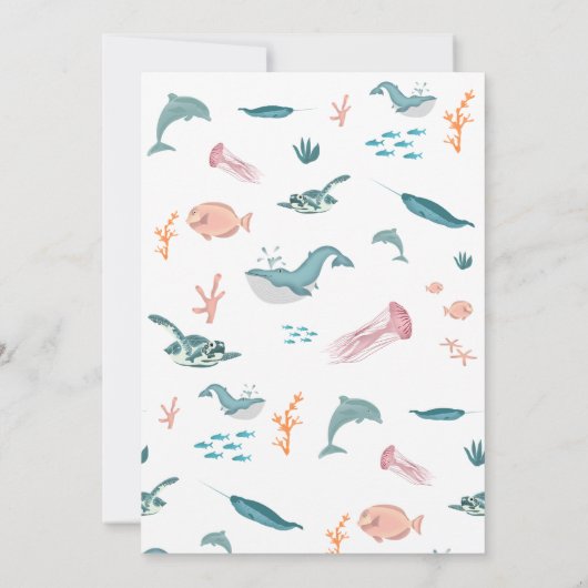 Waterverf Oceaan Zee Dieren Baby shower Kaart (Achterkant)