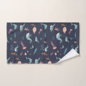 Waterverf Oceaan Zee Dieren Blauw Patroon Bad Handdoek (Handdoek)