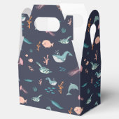 Waterverf Oceaan Zee Dieren Blauw Patroon Bedankdoosjes (Geopend)