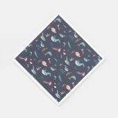 Waterverf Oceaan Zee Dieren Blauw Patroon Servet (Hoek)