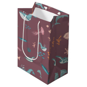 Waterverf Oceaan Zee Dieren Blush Roze Patroon Medium Cadeauzakje