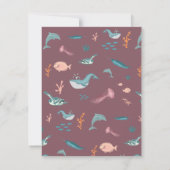 Waterverf Oceaan Zee Dieren Monogram Blush Roze Notitiekaartje (Achterkant)