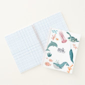Waterverf Oceaan Zee Dieren Monogram Notitieboek (Binnen)
