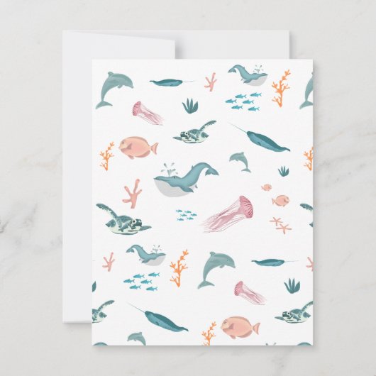 Waterverf Oceaan Zee Dieren Monogram Notitiekaartje (Achterkant)