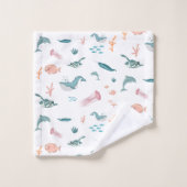 Waterverf Oceaan Zee Dieren Patroon Bad Handdoek (Wasdoekje)