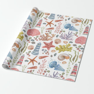 Waterverf Oceaan Zee Dieren Patroon Cadeaupapier