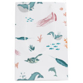 Waterverf Oceaan Zee Dieren Patroon Medium Cadeauzakje (Voorkant)