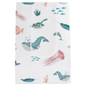 Waterverf Oceaan Zee Dieren Patroon Medium Cadeauzakje (Achterkant)