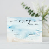 Waterverf Oceaan Zee Zomer Strand Bruiloft RSVP Kaartje (Staand voorkant)