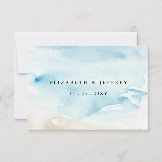 Waterverf Oceaan Zee Zomer Strand Bruiloft RSVP Kaartje (Achterkant)