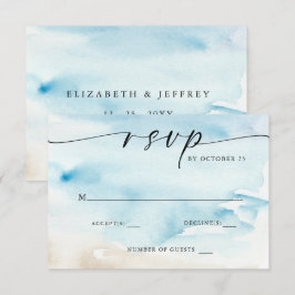 Waterverf Oceaan Zee Zomer Strand Bruiloft RSVP Kaartje