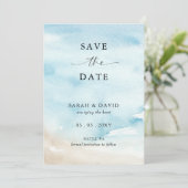 Waterverf Oceaan Zee Zomer Strand Foto Save The Date (Staand voorkant)