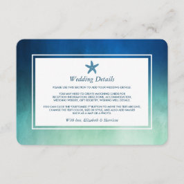 Waterverf Oceaan Zeester Strand Bruiloft Details Informatiekaartje