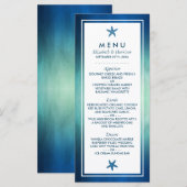 Waterverf Oceaan Zeester Strand Bruiloft Menu (Voorkant / Achterkant)