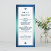 Waterverf Oceaan Zeester Strand Bruiloft Menu (Staand voorkant)