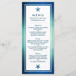 Waterverf Oceaan Zeester Strand Bruiloft Menu