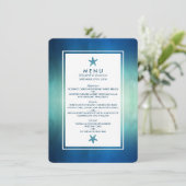 Waterverf Oceaan Zeester Strand Bruiloft Menu (Staand voorkant)