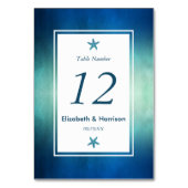 Waterverf Oceaan Zeester Strand Bruiloft Nummer Kaart (Voorkant)