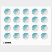 Waterverf Oceaan Zomer Blauwe Strand Bruiloft Ronde Sticker (Vel)