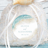 Waterverf Oceaan Zomer Strand Bruiloft Ronde Sticker