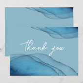 waterverf oceaanblauw aquamarine bedankkaart (Voorkant / Achterkant)