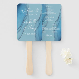 Waterverf oceaanblauw aquamarine handwaaier