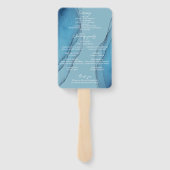 Waterverf oceaanblauw aquamarine handwaaier (Achterkant)