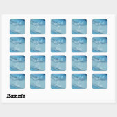 Waterverf oceaanblauw aquamarine vierkante sticker (Vel)