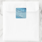 Waterverf oceaanblauw aquamarine vierkante sticker (Tas)